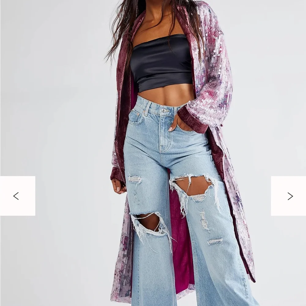Free People Fuchsia Sequin Jacket S - Picture 6 of 7